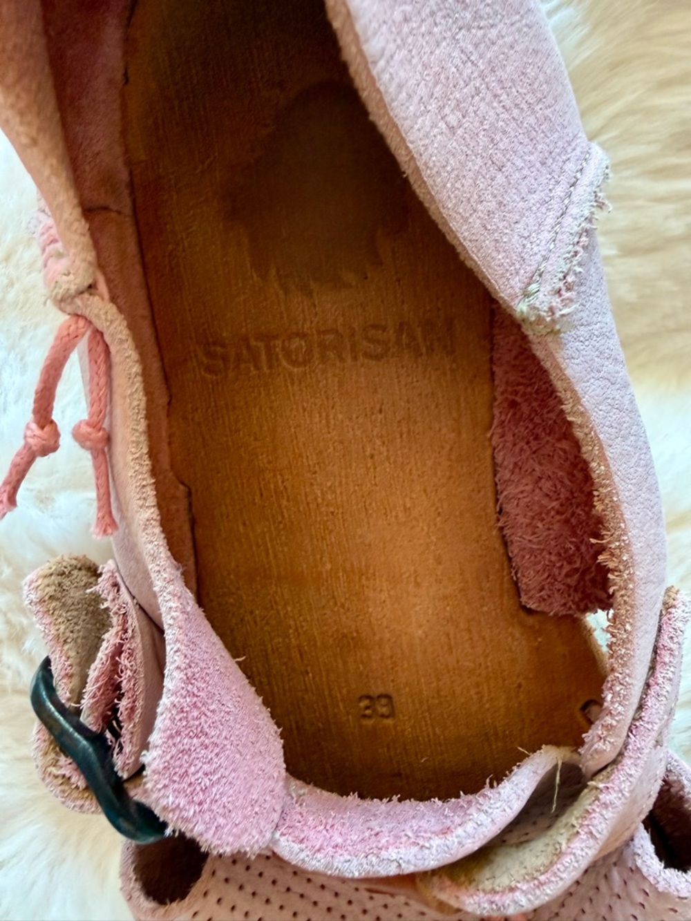 Satorisan Women’s Pink Leather Moccasin Sandals - Picture 10 of 11